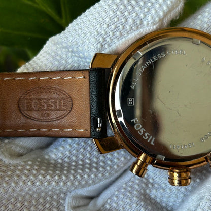 Reloj Fossil Hombre 2013 Cronógrafo Negro Dorado Gama Alta