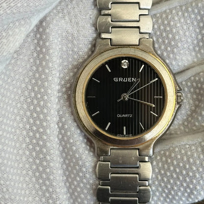 Reloj Gruen Unisex Dial Texturizado 34mm 1993 Diamante A Las 12
