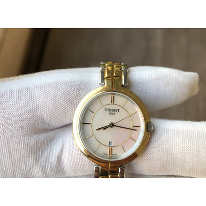 Reloj Vintage Tissot Mujer Zafiro Dorado-plateado Perla