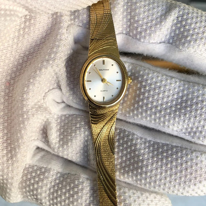 Reloj-joya Waltham Mujer Vintage 1994 Dorado Dial Sunburs