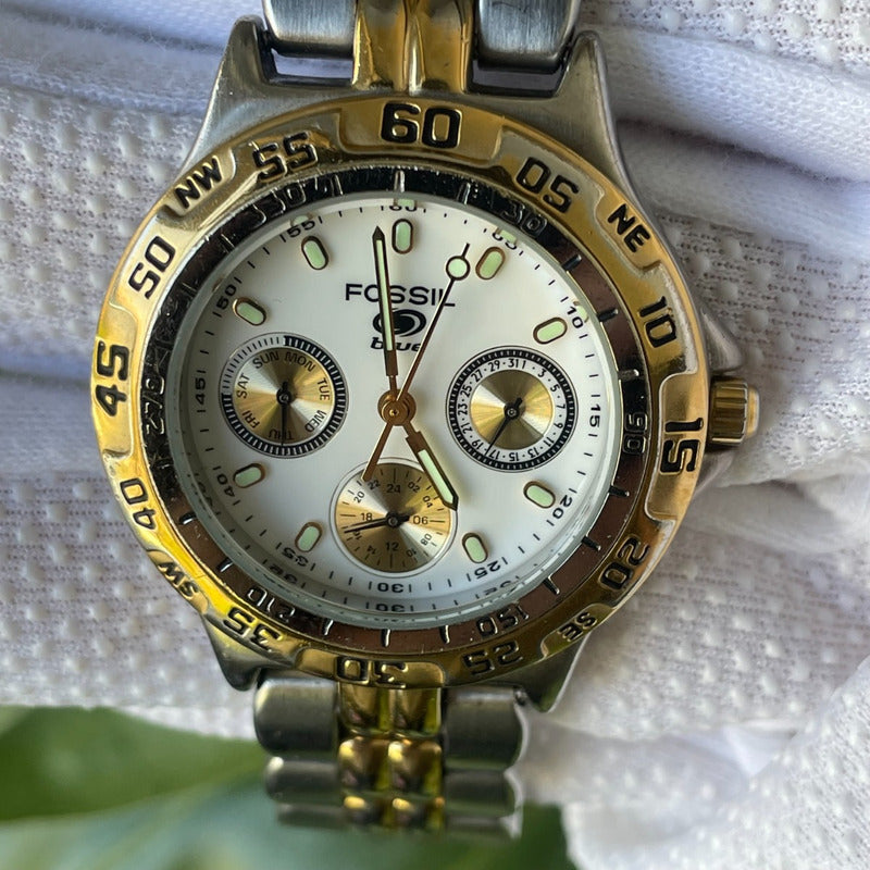 Reloj Fossil Blue Unisex 2005 Diver Compacto Bicolor Multifunción