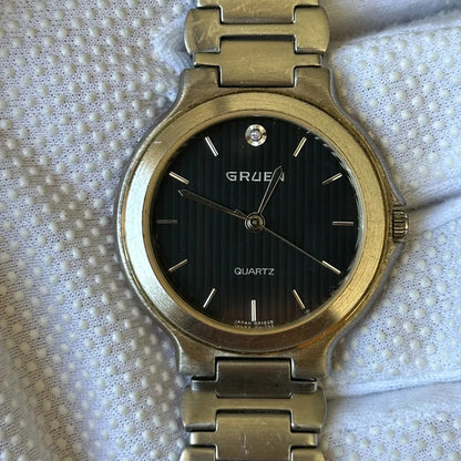 Reloj Gruen Unisex Dial Texturizado 34mm 1993 Diamante A Las 12