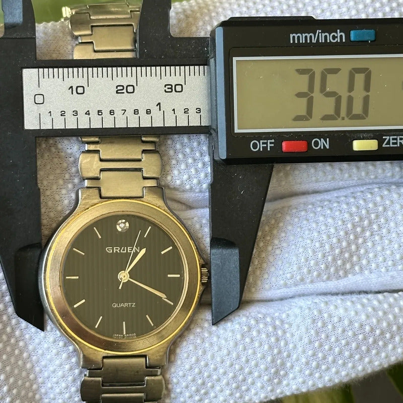 Reloj Gruen Unisex Dial Texturizado 34mm 1993 Diamante A Las 12