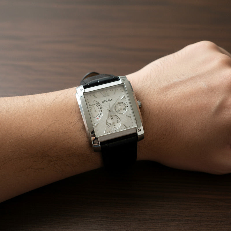 Reloj Seiko Multifunción Hombre Año 2006 Rectangular Japonés