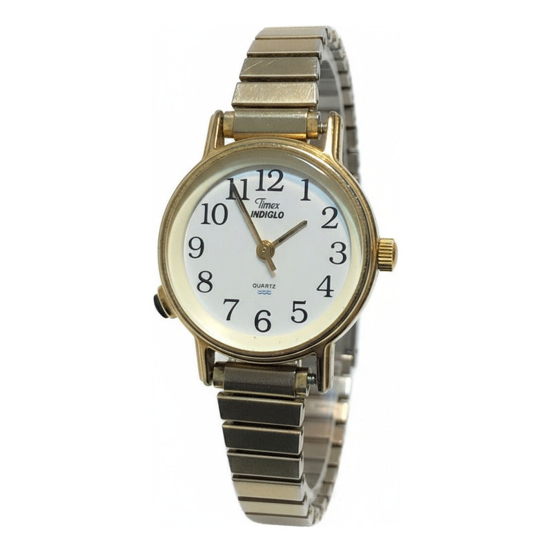 Reloj Timex Mujer Vintage Año 1998 Indiglo A Las 8 Dorado