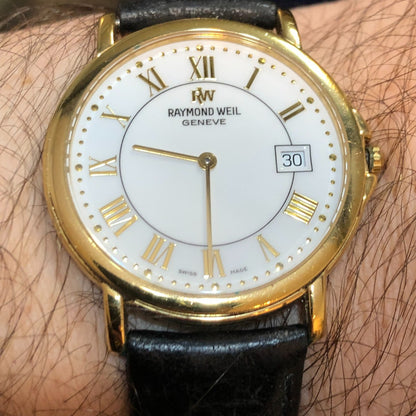 Raymond Weil Hombre Zafiro Chapado Oro 18k Suizo Años 90s