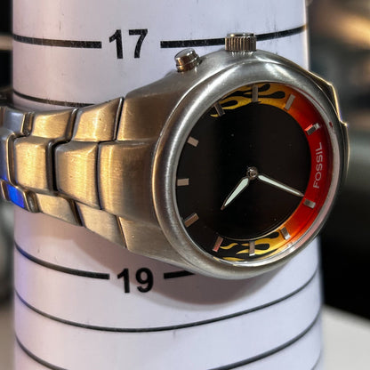 Reloj Fossil Hombre Año 2004 Único Diseño Fuego Bigtic
