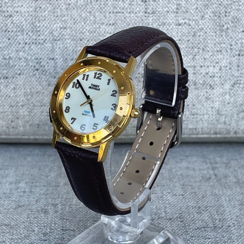 Reloj Timex Dorado Unisex Años 90s Indiglo 34mm Clásico