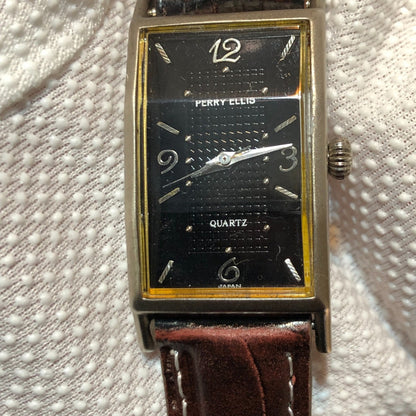 Reloj Perry Ellis Mujer Vintage Año 1999 Rectangular Dorado