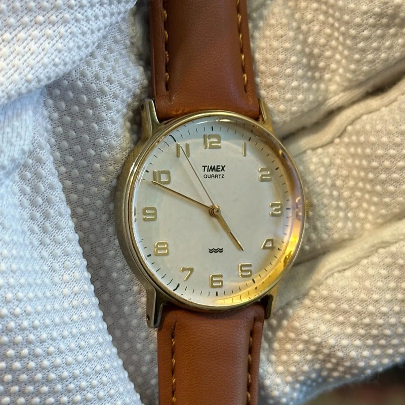 Reloj Timex Hombre Año 1998 Dial Crema Numerales Aplicados