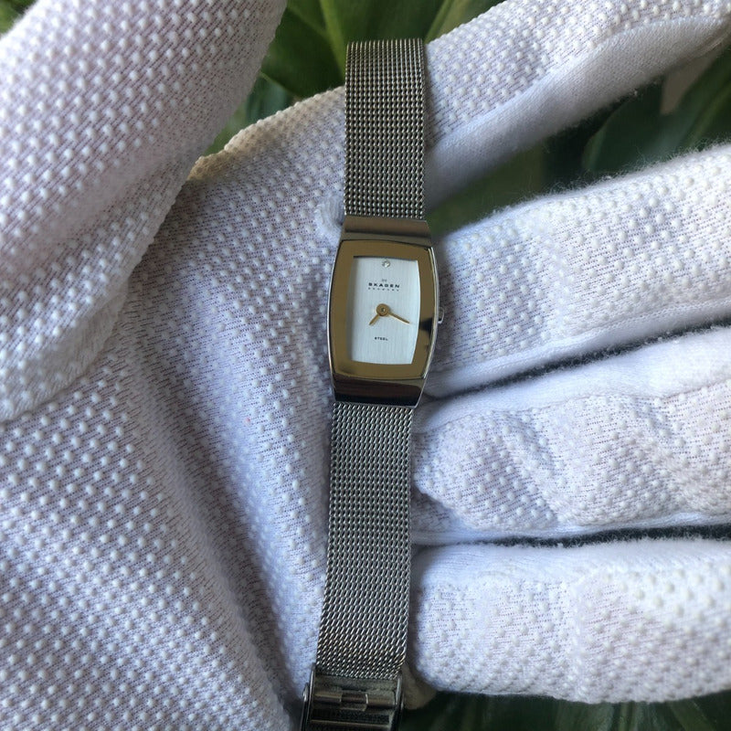 Reloj Skagen Mujer 2005 Acero Curvo Pulsera Milanesa Raro