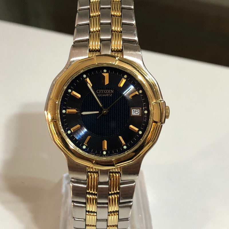 Reloj Citizen Hombre Año 1991 Calibre 2510 Bicolor Dial Azul