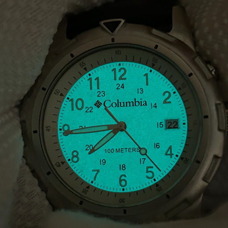 Reloj Columbia Hombre 2003 Acero 100m Agujas Lumen Raro