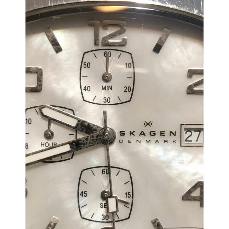 Reloj Skagen Hombre 2007 Cronógrafo Cuadrado Madreperla Raro