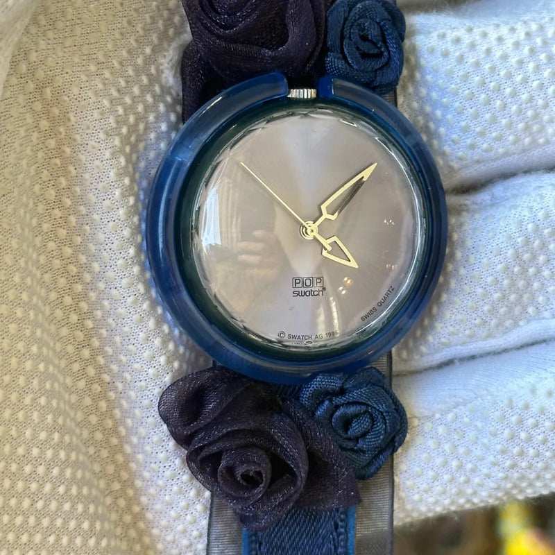 Reloj Swatch Pop King Blue Mujer Año 1998 Correa Floral Raro