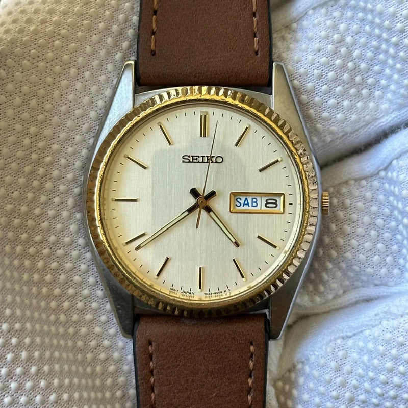 Reloj Seiko Day-date Hombre Años 2000´s Clásico Two Tone Impecable