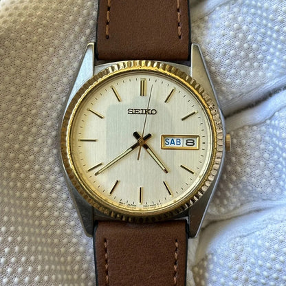 Reloj Seiko Day-date Hombre Años 2000´s Clásico Two Tone Impecable