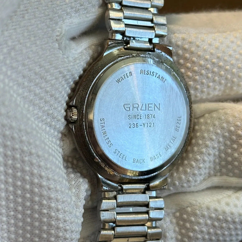 Reloj Gruen Unisex Dial Texturizado 34mm 1993 Diamante A Las 12