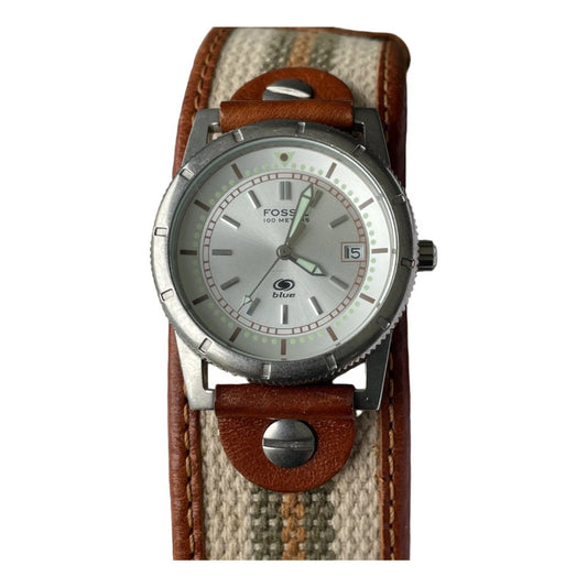 Reloj Fossil Unisex 2004 Correa Bund Serie Blue Lume Único