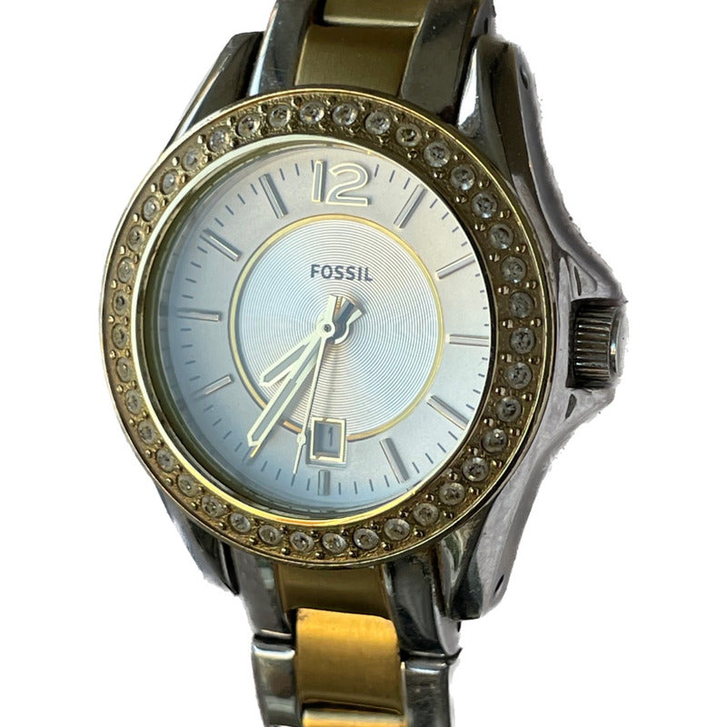 Reloj Fossil Mujer Año 2011 Two Tone Cristales Riley Mini