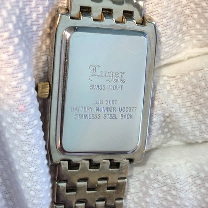 Reloj Luger Mujer Vintage 1997 Suizo Eta Rectangular Two Tone