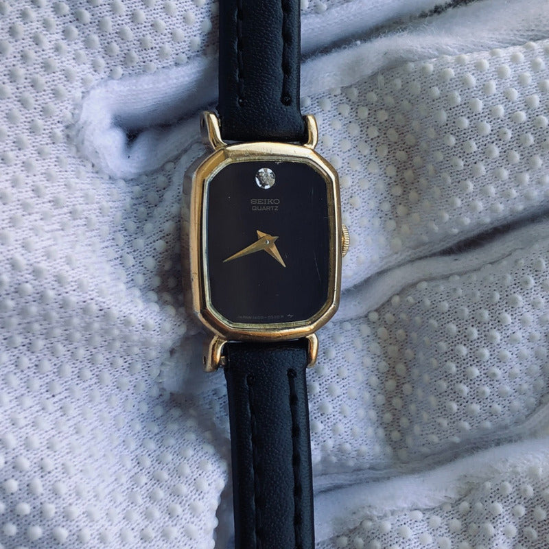 Reloj Seiko Mujer Año 1991 Rectangular Negro Ultra Compacto