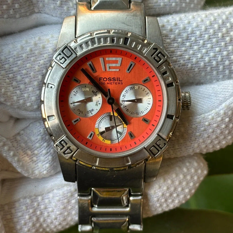 Reloj Fossil Mujer Año 2007 Naranjo Luminoso Diver Urbano