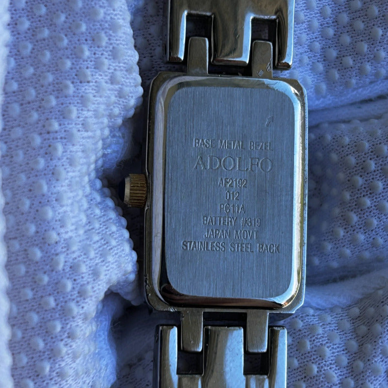 Reloj Adolfo Mujer Vintage 1999 Rectangular Cristales Doble Hilera