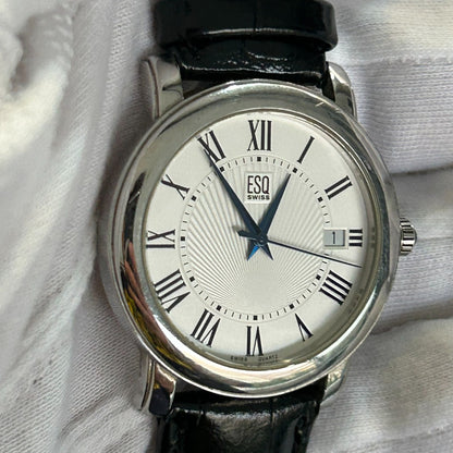 Reloj ESQ Swiss Hombre Año 2002 Guilloché Corona Azul Movado