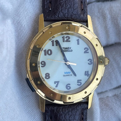 Reloj Timex Dorado Unisex Años 90s Indiglo 34mm Clásico