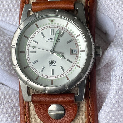 Reloj Fossil Unisex 2004 Correa Bund Serie Blue Lume Único