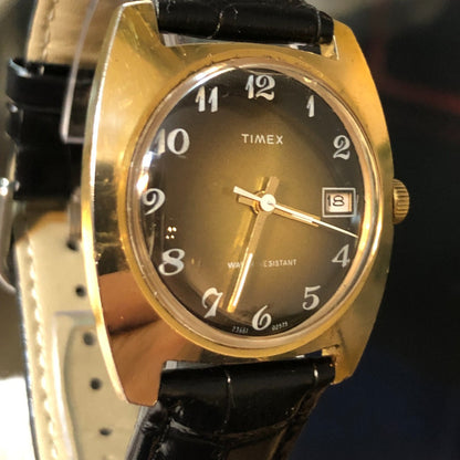 Reloj Timex Sunburst Café-oro A Cuerda Vintage Año 1975 Único