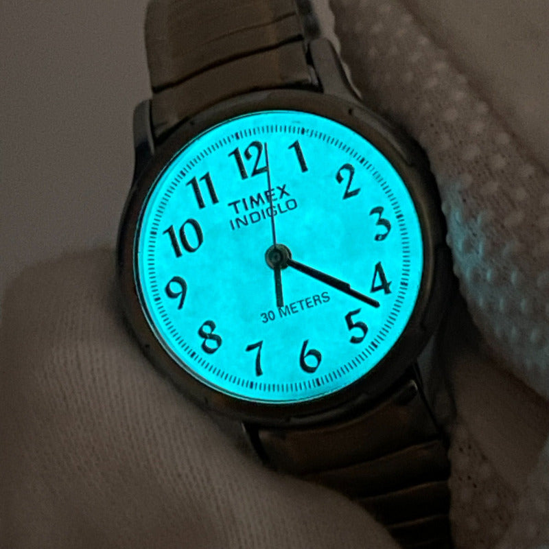 Reloj Timex Mujer Vintage 1997 Cuarzo Indiglo Dial Blanco