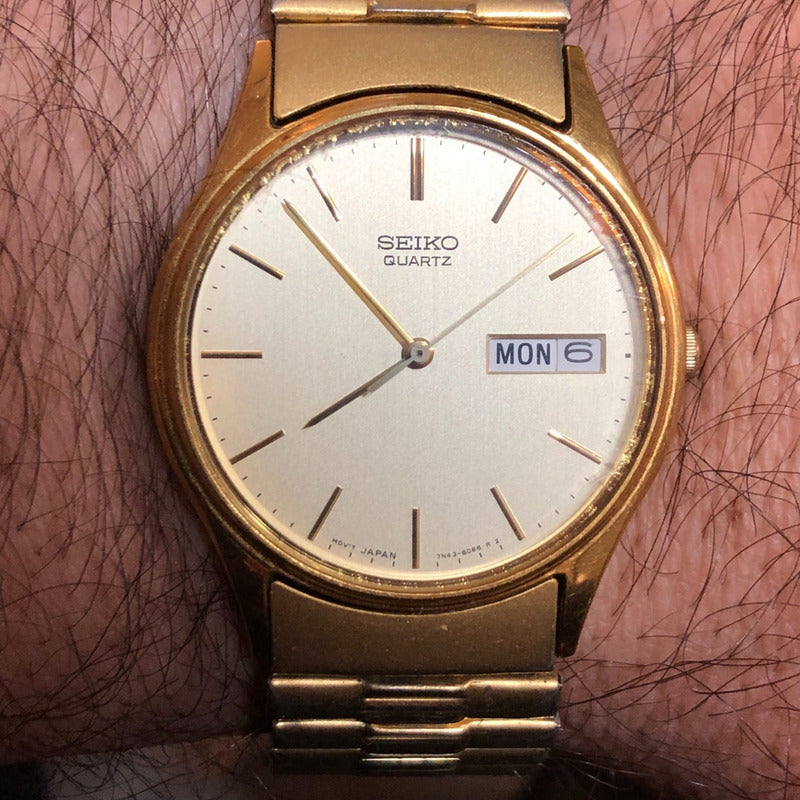 Reloj Seiko Hombre Vintage 1994 Dorado Dial Champagne