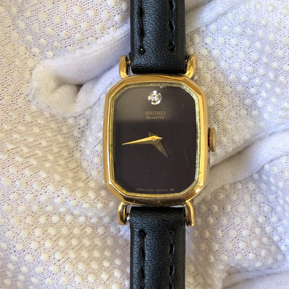 Reloj Seiko Mujer Año 1991 Rectangular Negro Ultra Compacto