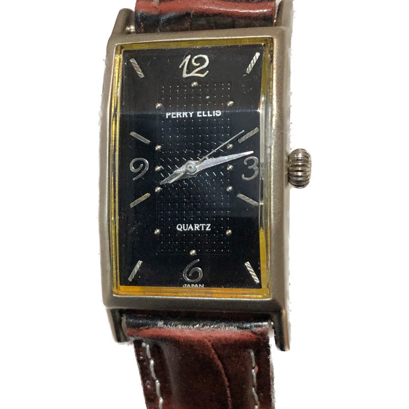 Reloj Perry Ellis Mujer Vintage Año 1999 Rectangular Dorado