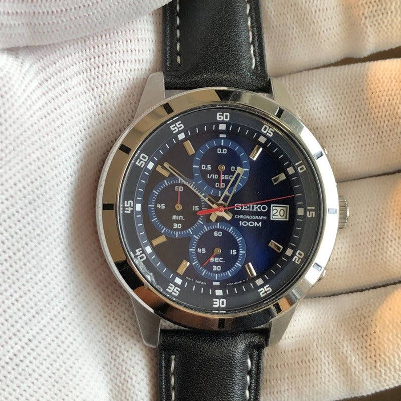 Reloj Seiko Cronógrafo 4t57 Hombre Año 2017 Azul Raro