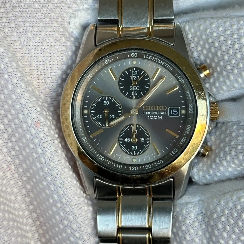 Reloj Seiko Cronógrafo 7T92 Hombre Original Vintage 1997 Taquímetro