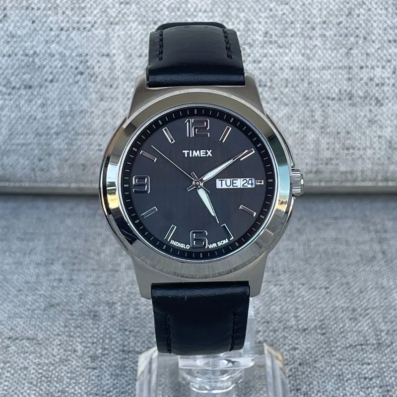 Reloj Timex Hombre Daydate Negro 2014 Indiglo Dial Cuadri