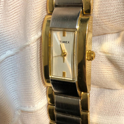 Reloj Timex Mujer Hh Año 2000 Dos Tonos Rectangular Art Deco
