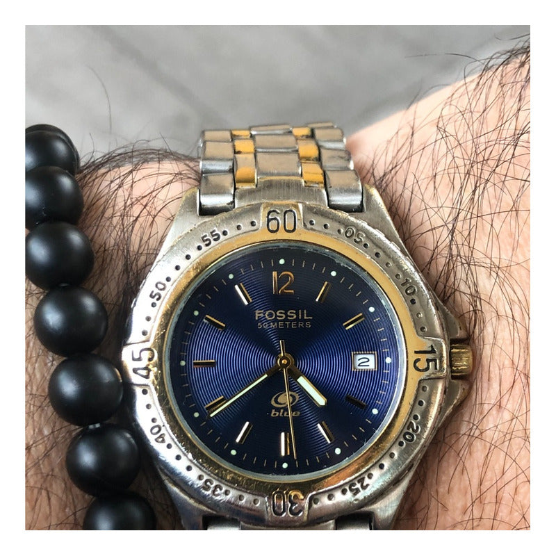 Reloj Fossil Blue Vintage Hombre Fondo Azul