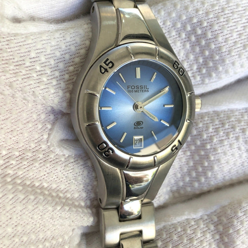 Reloj Fossil Mujer Año 2001 Blue Serie Sunburst Acero