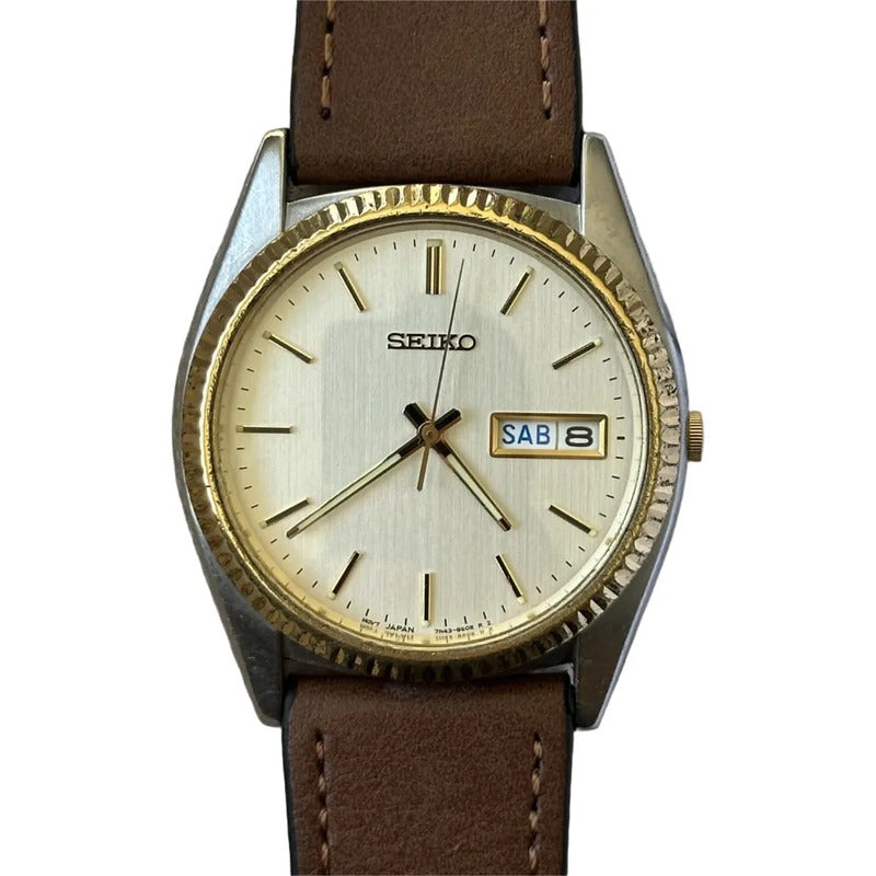 Reloj Seiko Day-date Hombre Años 2000´s Clásico Two Tone Impecable