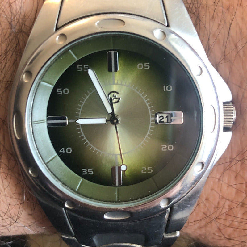Reloj George Arena Hombre Vintage Fines 90s Dial Verde