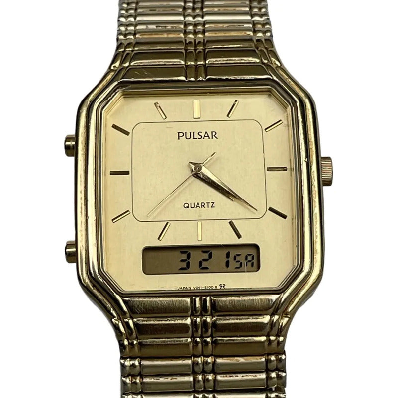 Reloj Pulsar Hombre 1989 Análogo Y Digital Dorado Original