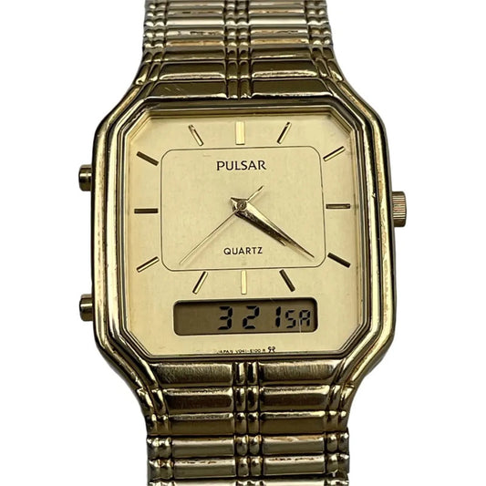 Reloj Pulsar Hombre 1989 Análogo Y Digital Dorado Original