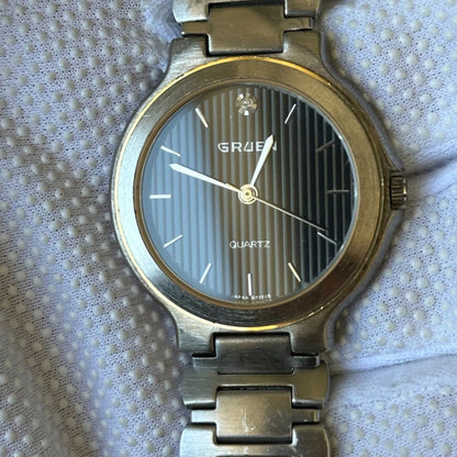 Reloj Gruen Unisex Dial Texturizado 34mm 1993 Diamante A Las 12