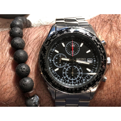 Reloj Seiko Flightmaster Pilot Hombre Acero Plateado