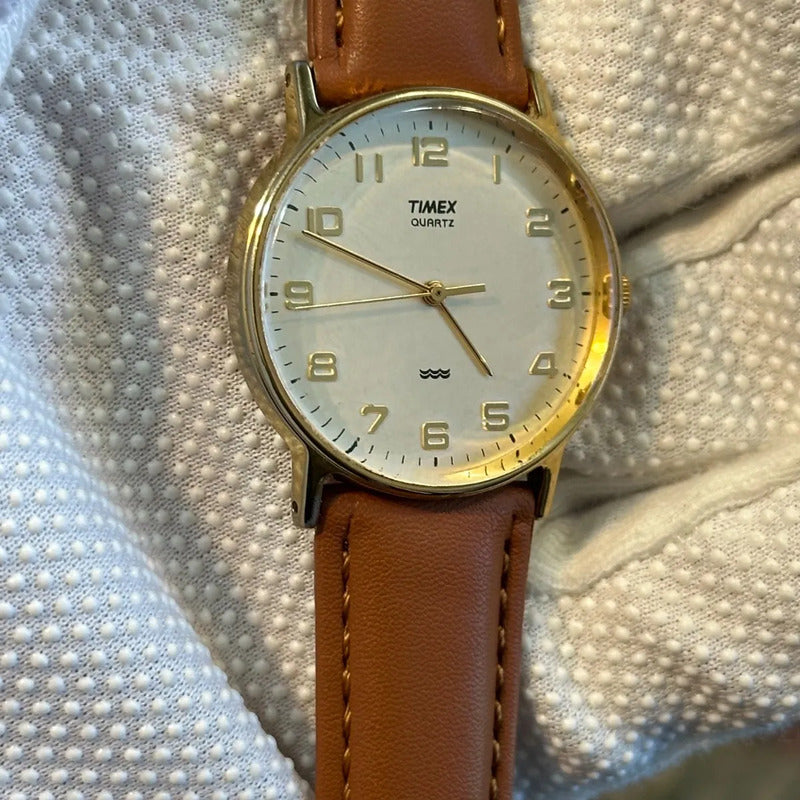 Reloj Timex Hombre Año 1998 Dial Crema Numerales Aplicados