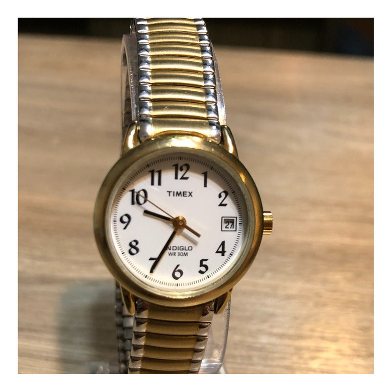 Timex Indiglo Bicolor Mujer Años 2000 Pulsera Expandible